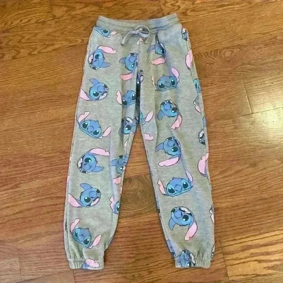 Disney Youth Fleece Lined Sweatpants Stitch Graphic POCKETS size Small - Picture 2 of 10